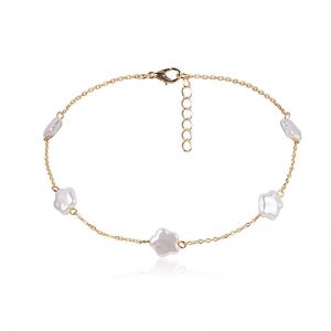 Star pearl single layer geometric necklace