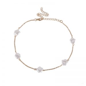 Star pearl single layer geometric necklace