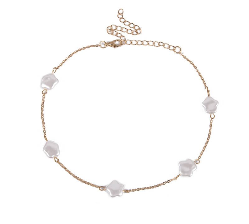 Star pearl single layer geometric necklace