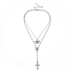 Y-shaped cross tassel necklace