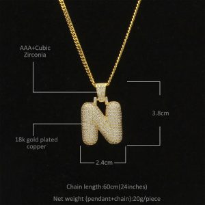 Zircon English 26 Letters Micro Pendant