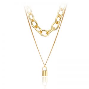 lock chain layered necklace