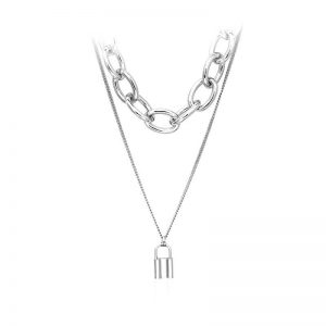 lock chain layered necklace