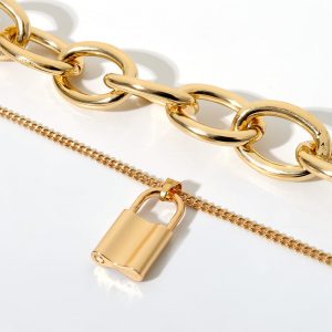 lock chain layered necklace