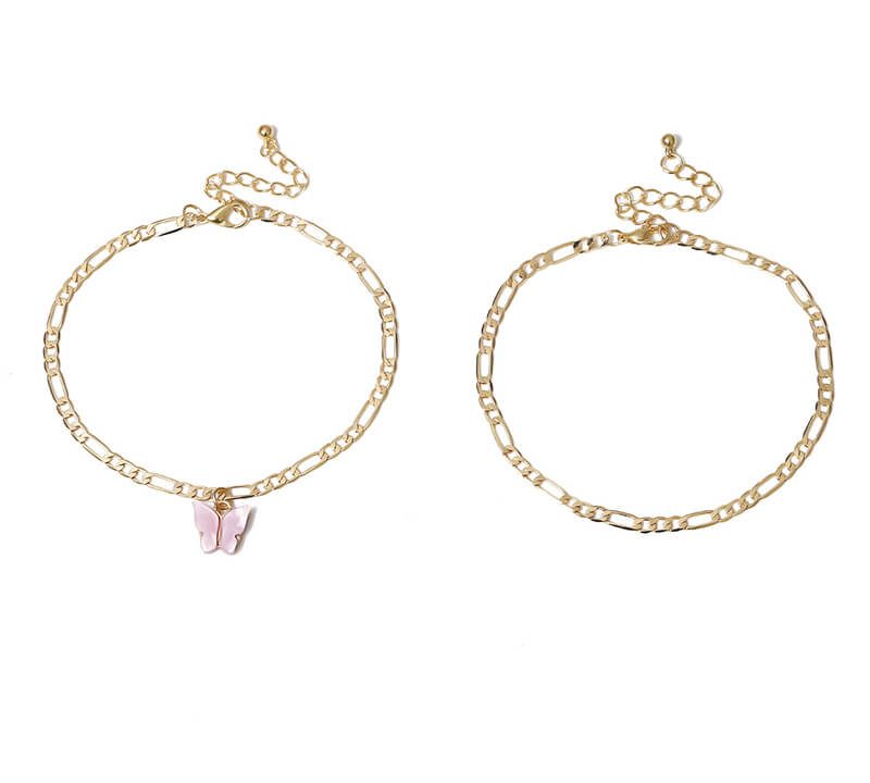 Butterfly Anklet Pink Butterfly Anklet Set