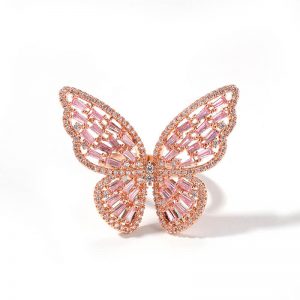 Butterfly ring Hollow micro-set zircon