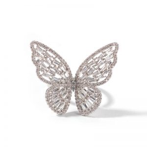 Butterfly ring Hollow micro-set zircon