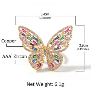 Butterfly ring Hollow micro-set zircon