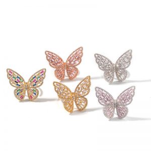 Butterfly ring Hollow micro-set zircon