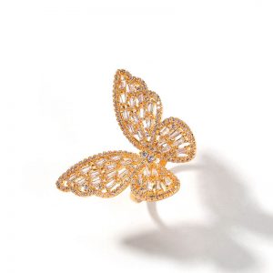 Butterfly ring Hollow micro-set zircon