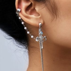 Cross ear clip Cross earrings