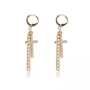 Cross earrings tassel chain stitching earrings