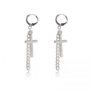 Cross earrings tassel chain stitching earrings