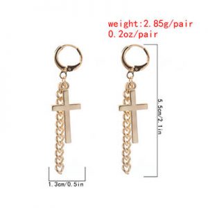 Cross earrings tassel chain stitching earrings