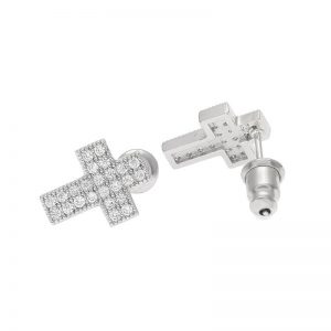 Cross micro-set zircon copper stud earrings