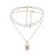 Diamond Butterfly Multi-layer lock pendant necklace