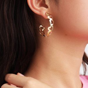 hollow stitching geometric earrings