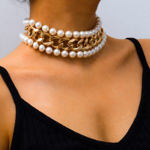 Imitation pearl multi-layer necklace