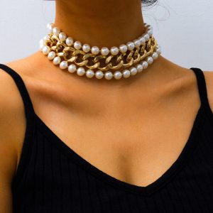 Imitation pearl multi-layer necklace