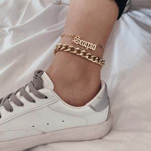 Letter anklet Letter hollow anklet