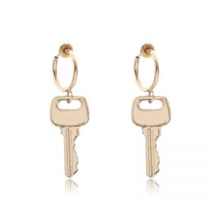 Metal key geometric earrings