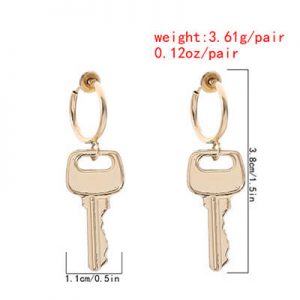 Metal key geometric earrings