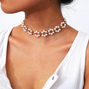 Pearl inlaid necklace Clavicle chain