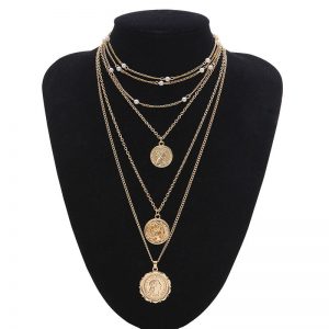 Portrait embossed chain necklace