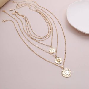 Portrait embossed chain necklace