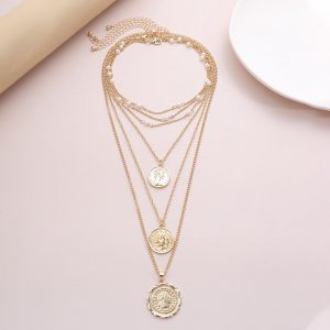 Portrait embossed chain necklace