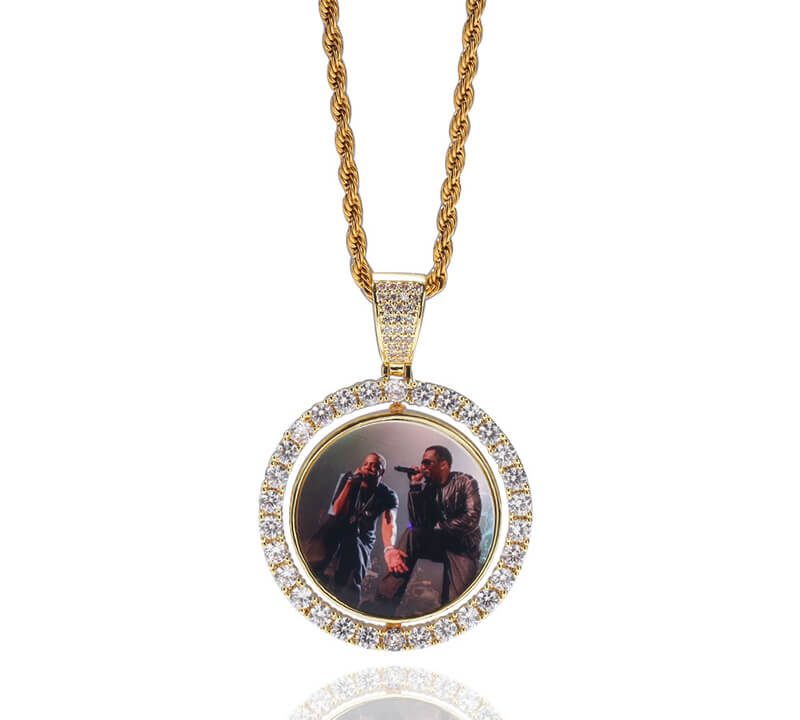 Rotating double-sided photo pendant