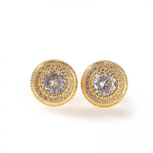 Round full zircon earrings