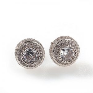 Round full zircon earrings