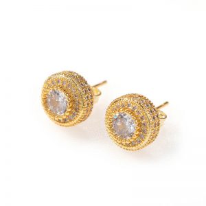 Round full zircon earrings