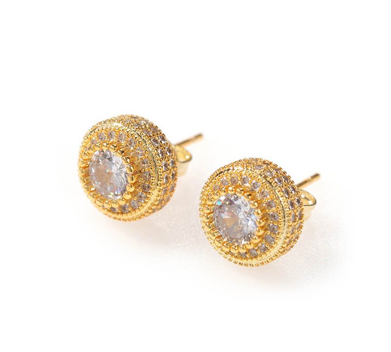 Round full zircon earrings