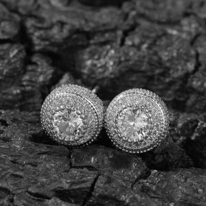 Round full zircon earrings