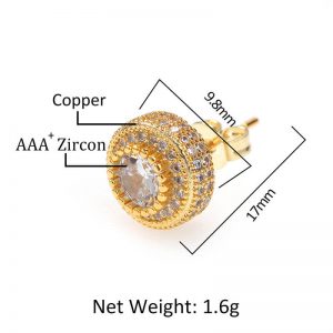 Round full zircon earrings