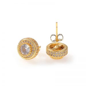 Round full zircon earrings