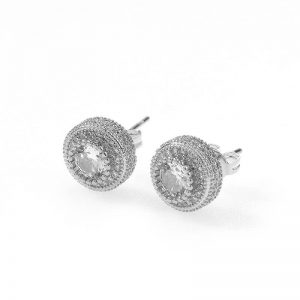 Round full zircon earrings