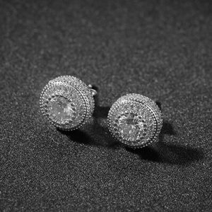 Round full zircon earrings