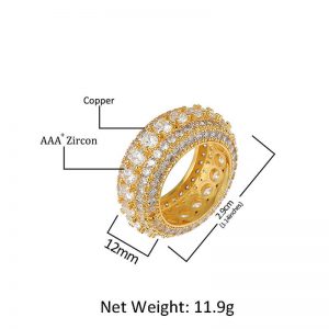 Round ring Five rows full of zircon rings