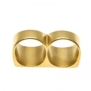 Two Finger Ring Hip Hop Gold Plated Ring