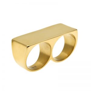 Two Finger Ring Hip Hop Gold Plated Ring