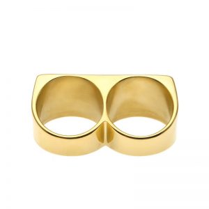 Two Finger Ring Hip Hop Gold Plated Ring