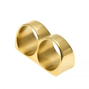 Two Finger Ring Hip Hop Gold Plated Ring