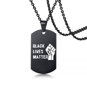 black lives matter black military brand stainless steel necklace