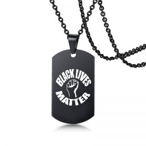 black lives matter black military brand stainless steel necklace