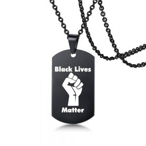 black lives matter black military brand stainless steel necklace