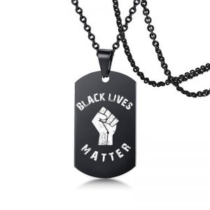 black lives matter black military brand stainless steel necklace