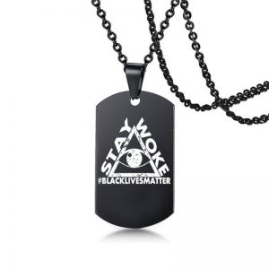 black lives matter black military brand stainless steel necklace